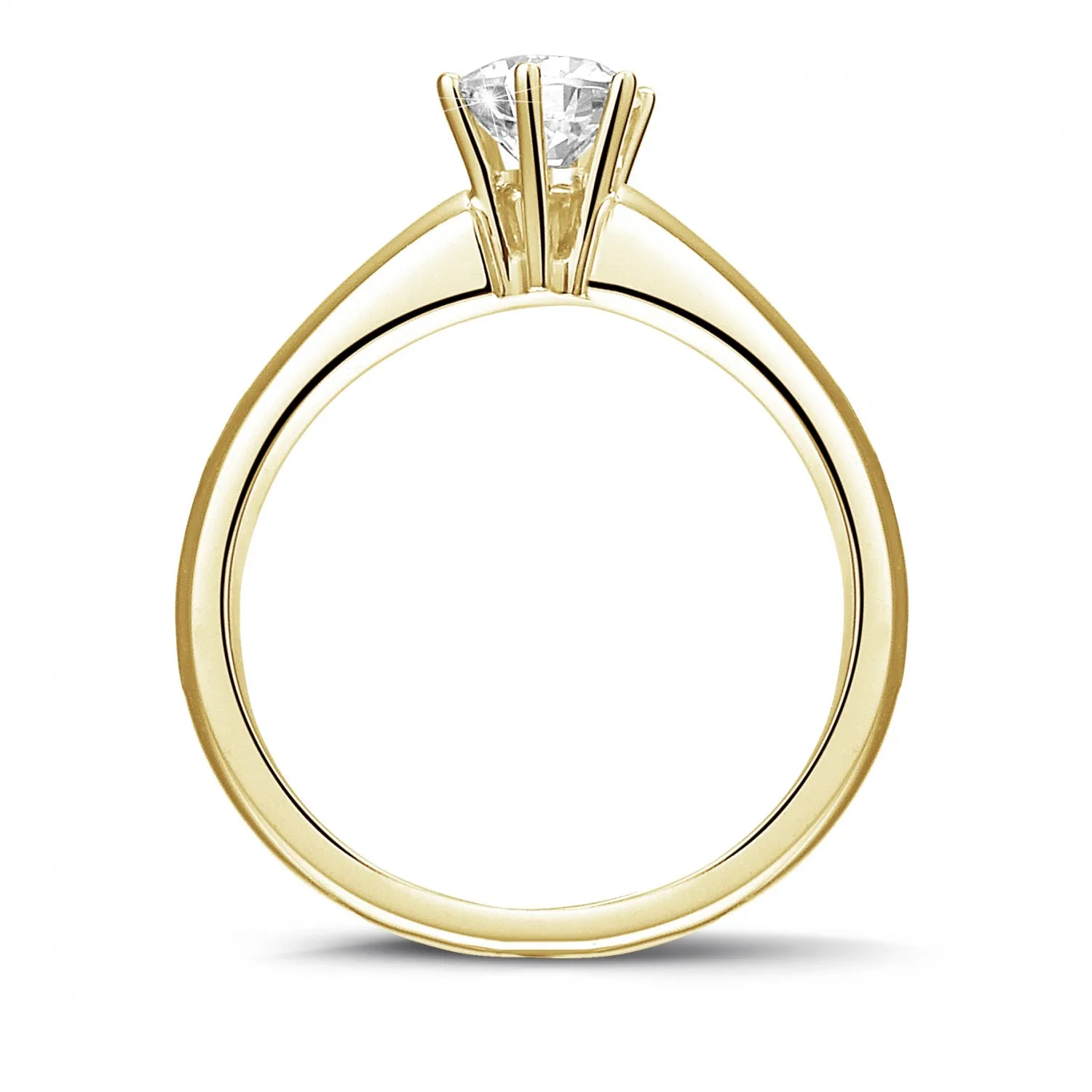 0.50 quilates anillo solitario diamante con 6 grapas en oro amarillo 