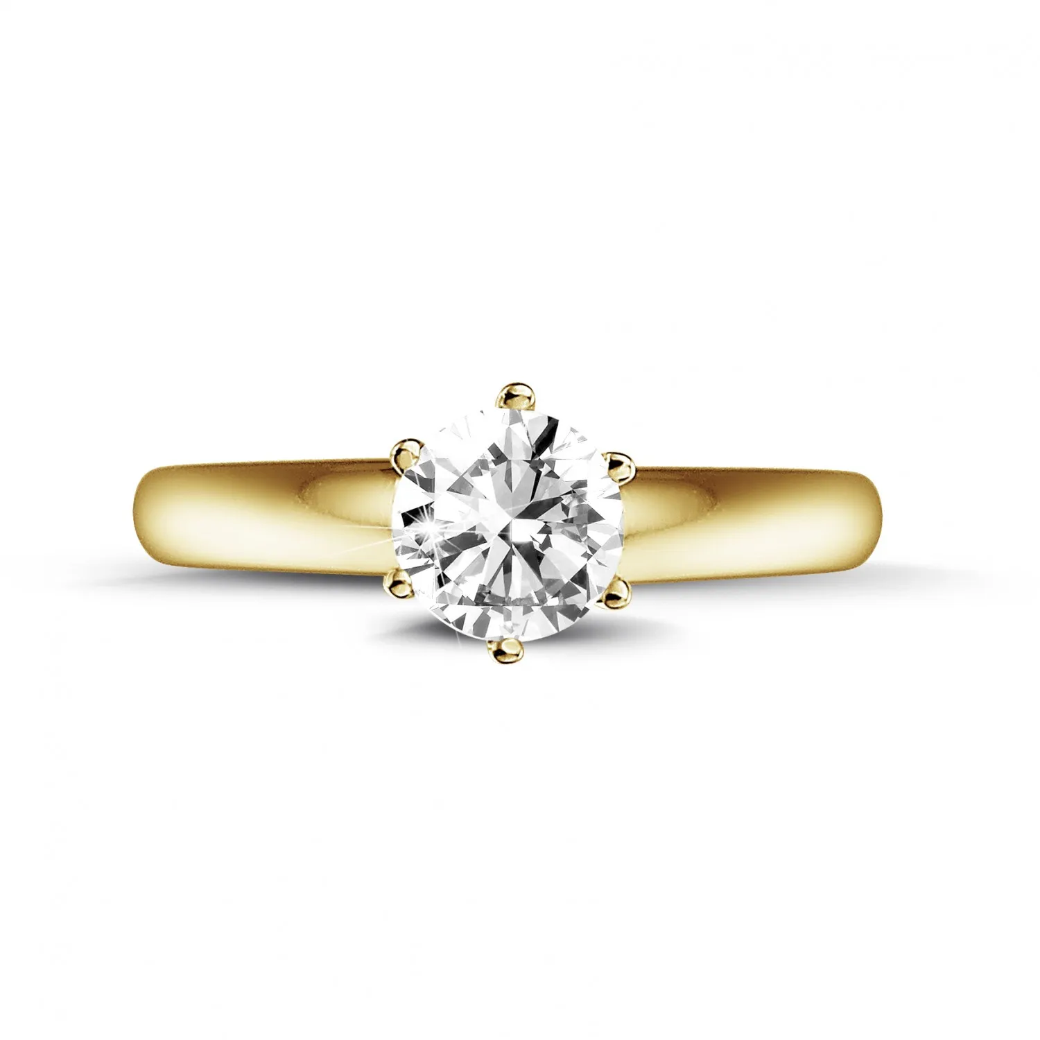 0.50 quilates anillo solitario diamante con 6 grapas en oro amarillo 