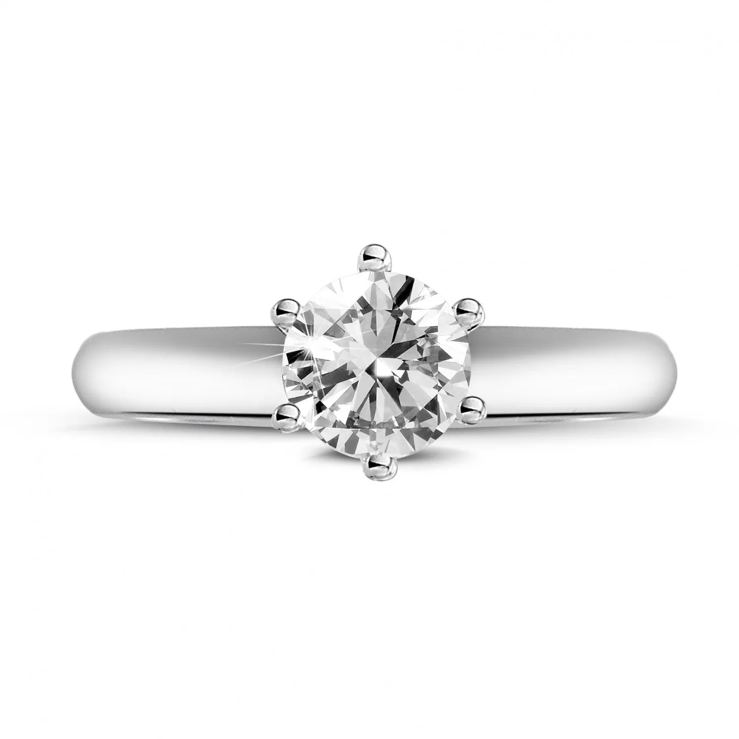 0.70 quilates anillo solitario diamante con 6 grapas en platino 