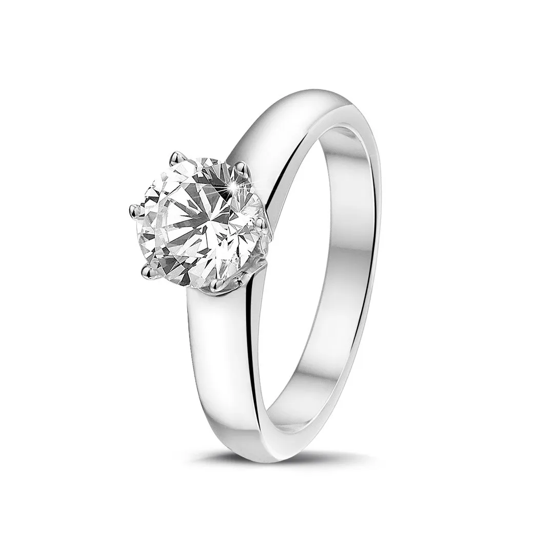 1.25 quilates anillo solitario diamante con 6 grapas en platino 