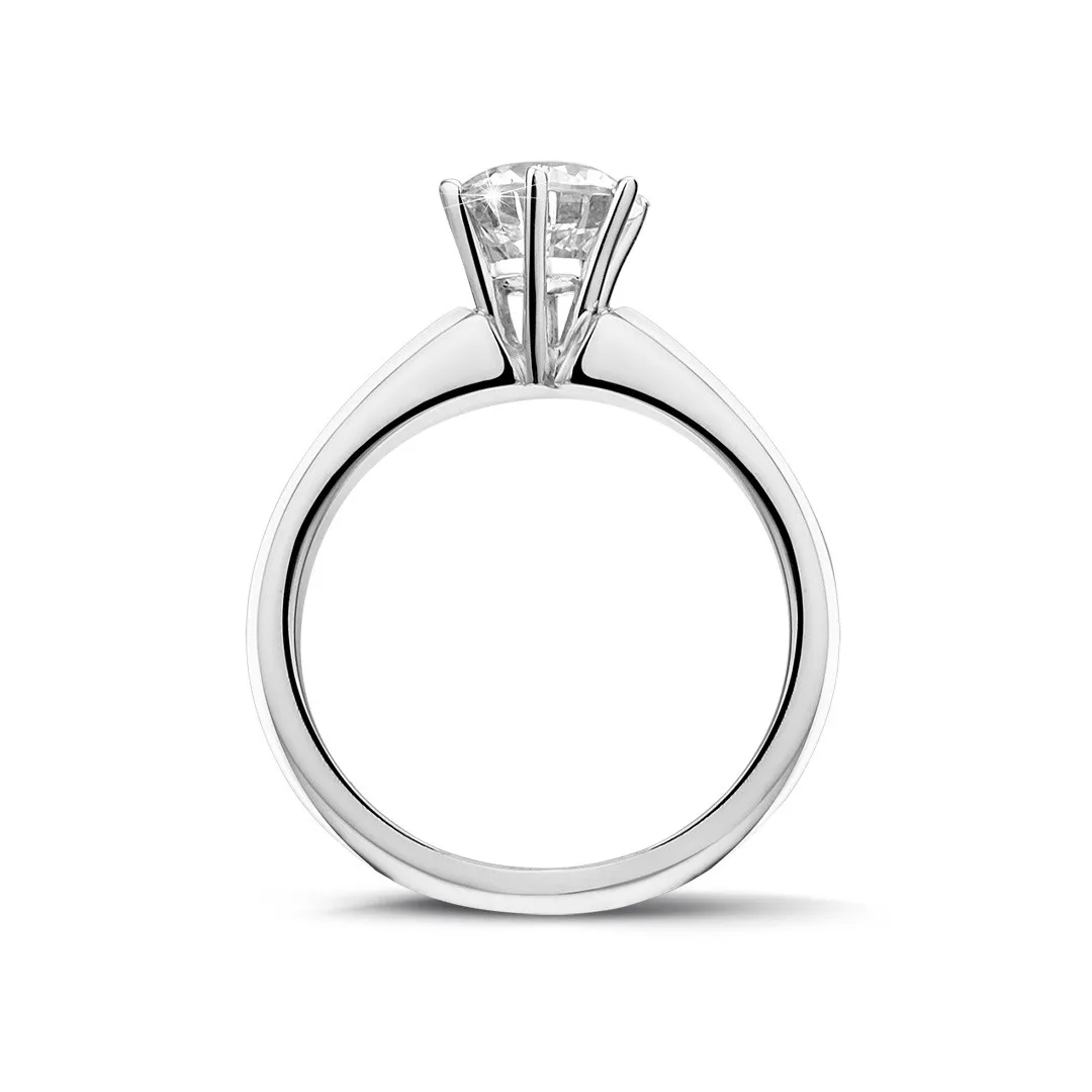 1.25 quilates anillo solitario diamante con 6 grapas en platino 