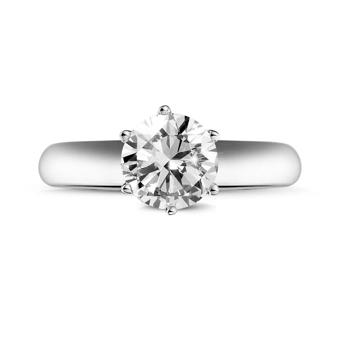 1.25 quilates anillo solitario diamante con 6 grapas en platino 