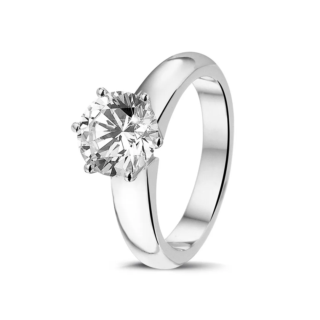 2.00 quilates anillo solitario diamante con 6 grapas en platino 