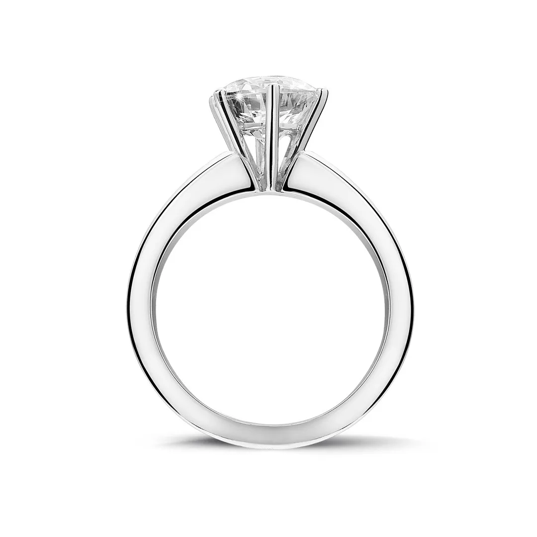 2.00 quilates anillo solitario diamante con 6 grapas en platino 