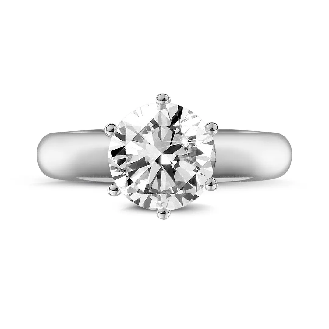 2.00 quilates anillo solitario diamante con 6 grapas en platino 