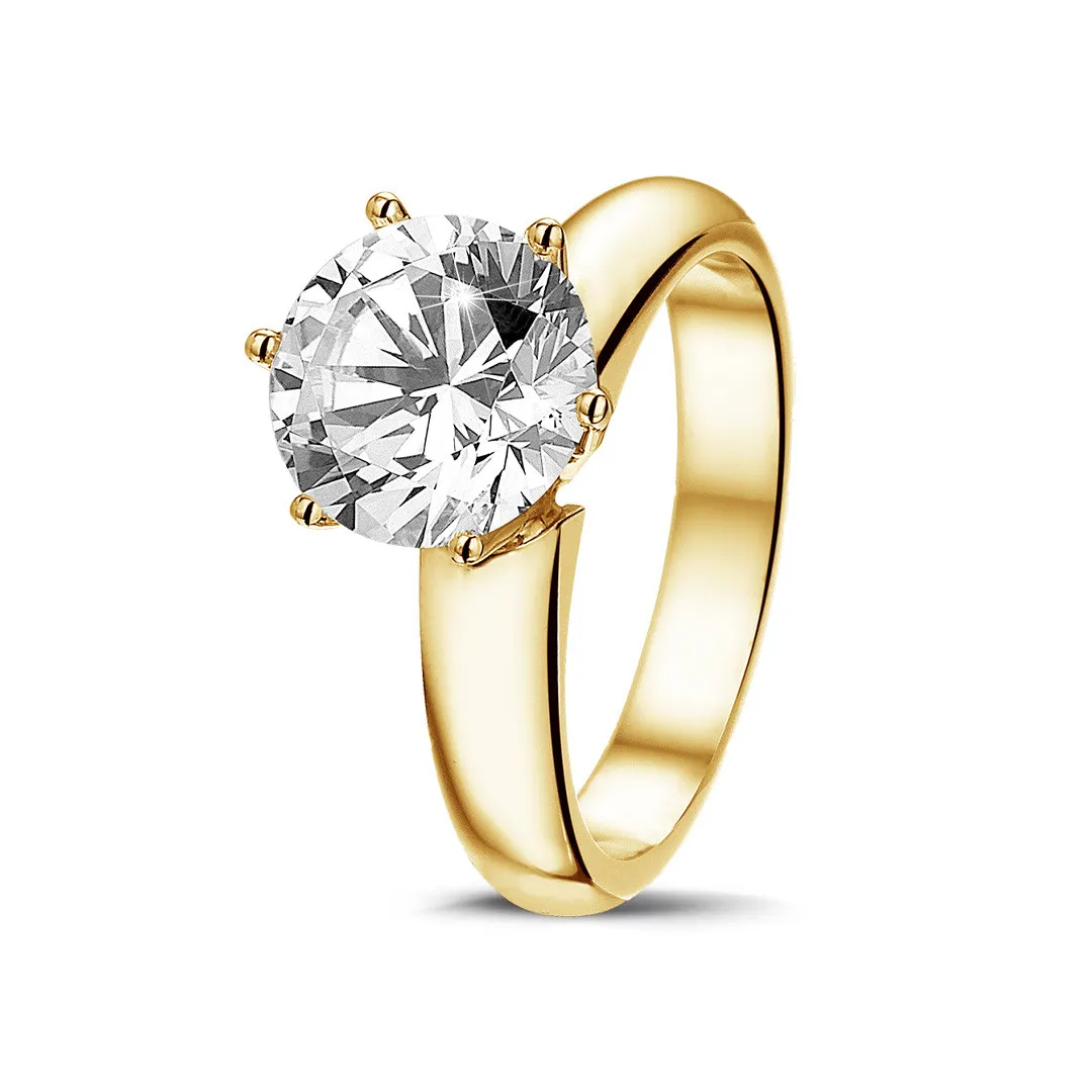 2.50 quilates anillo solitario diamante con 6 grapas en oro amarillo 