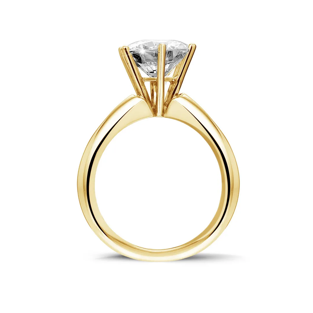 2.50 quilates anillo solitario diamante con 6 grapas en oro amarillo 