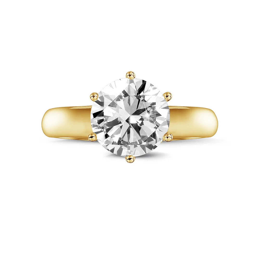 2.50 quilates anillo solitario diamante con 6 grapas en oro amarillo 