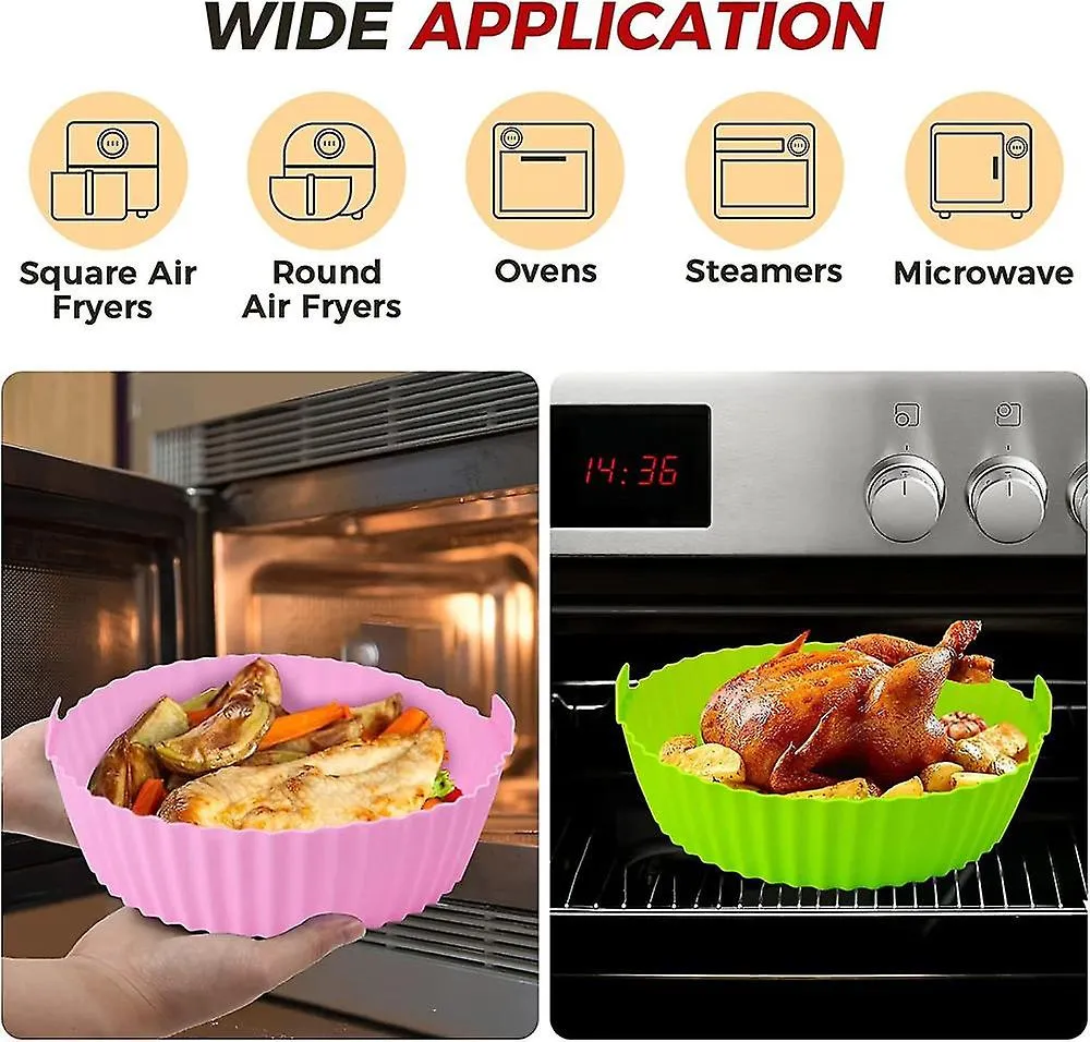 3pcs Air Fryer Silicone Liners 8inch Air Fryer Silicone Pot Reusable Food Grade Silicone Air Fryer Baking Tray Basket Accessorie