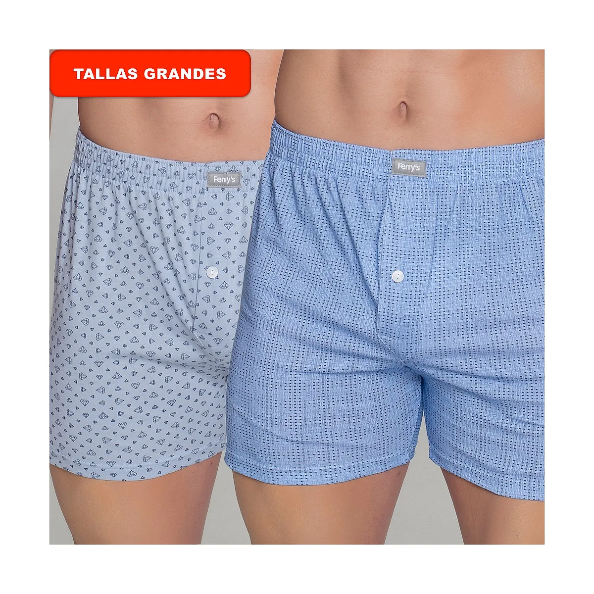 411b PACK 2 BLUE PRINTED BOXERS