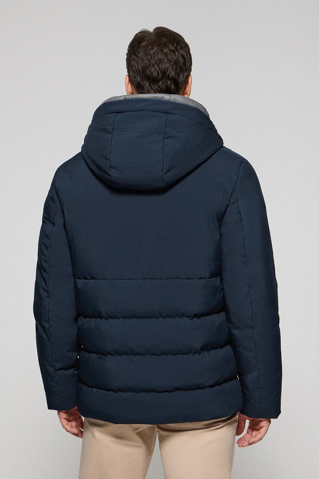 Abrigo azul marino Aspen acolchado de capucha fija y detalles Polo Club