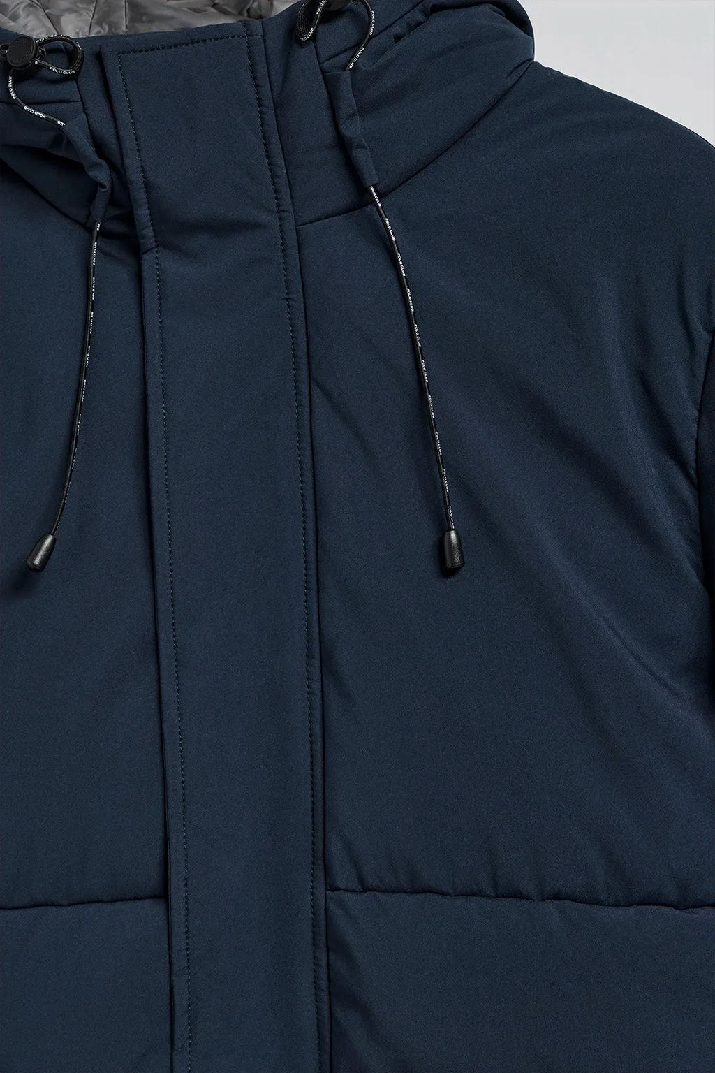 Abrigo azul marino Aspen acolchado de capucha fija y detalles Polo Club