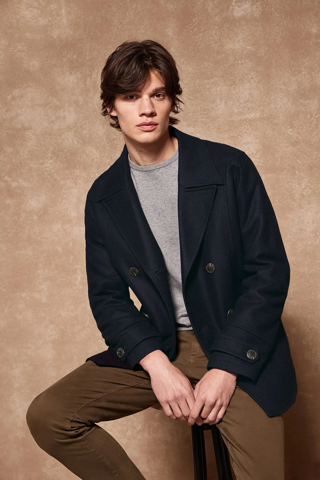 Abrigo lobo de mar Calum azul marino con detalles Polo Club