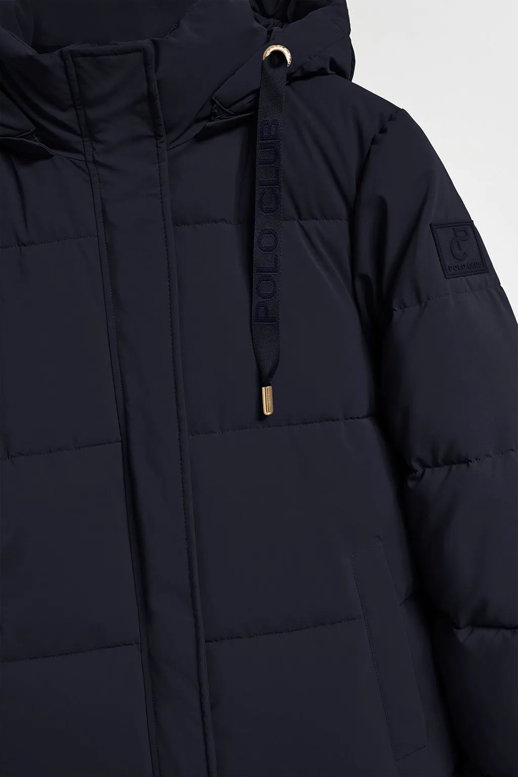 Abrigo Roma color azul marino de capucha extraíble y detalles Polo Club