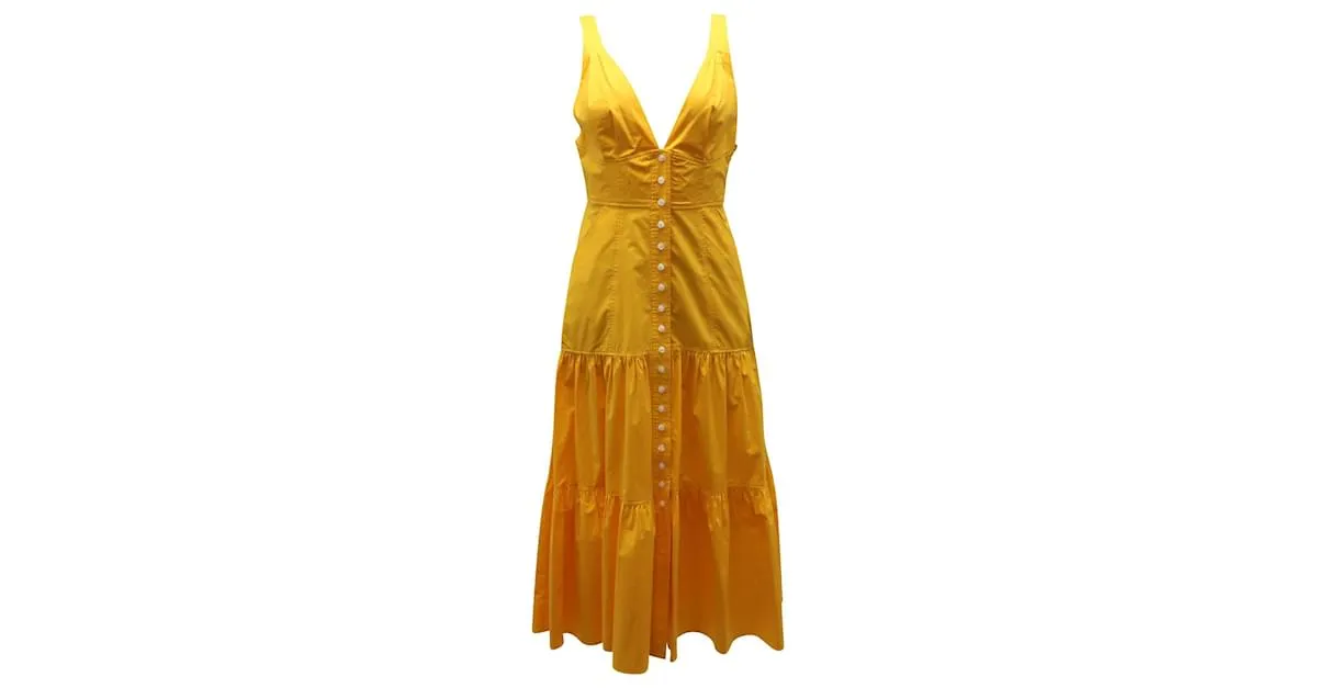 A.L.C EN.l.do. VESTIDO A MEDIDA JORDYN EN ALGODÓN AMARILLO 