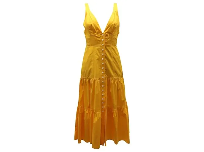 A.L.C EN.l.do. VESTIDO A MEDIDA JORDYN EN ALGODÓN AMARILLO 