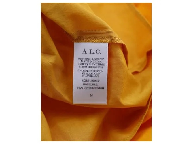 A.L.C EN.l.do. VESTIDO A MEDIDA JORDYN EN ALGODÓN AMARILLO 