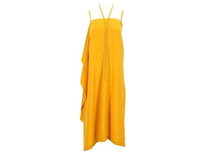 Alexander Mcqueen Vestido midi con cordón drapeado Swallow de McQ en acetato amarillo 