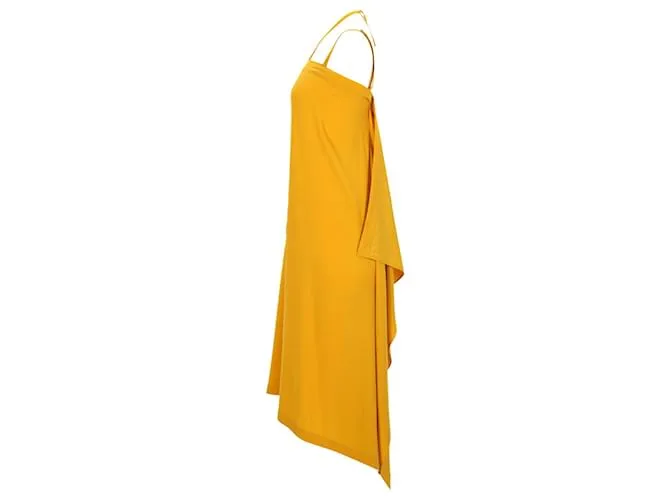 Alexander Mcqueen Vestido midi con cordón drapeado Swallow de McQ en acetato amarillo 