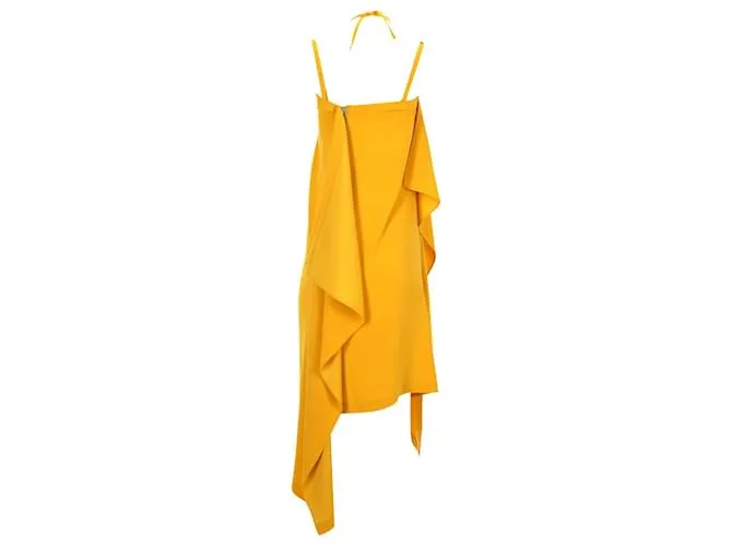 Alexander Mcqueen Vestido midi con cordón drapeado Swallow de McQ en acetato amarillo 