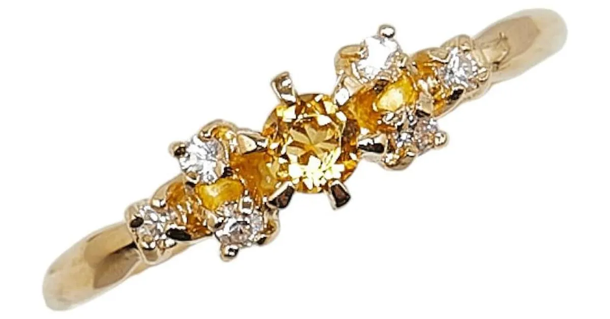 & Other Stories Anillo de Citrino en Oro Amarillo K18YG en Excelente Estado Dorado 