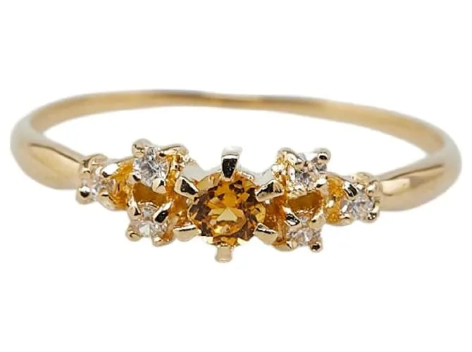 & Other Stories Anillo de Citrino en Oro Amarillo K18YG en Excelente Estado Dorado 