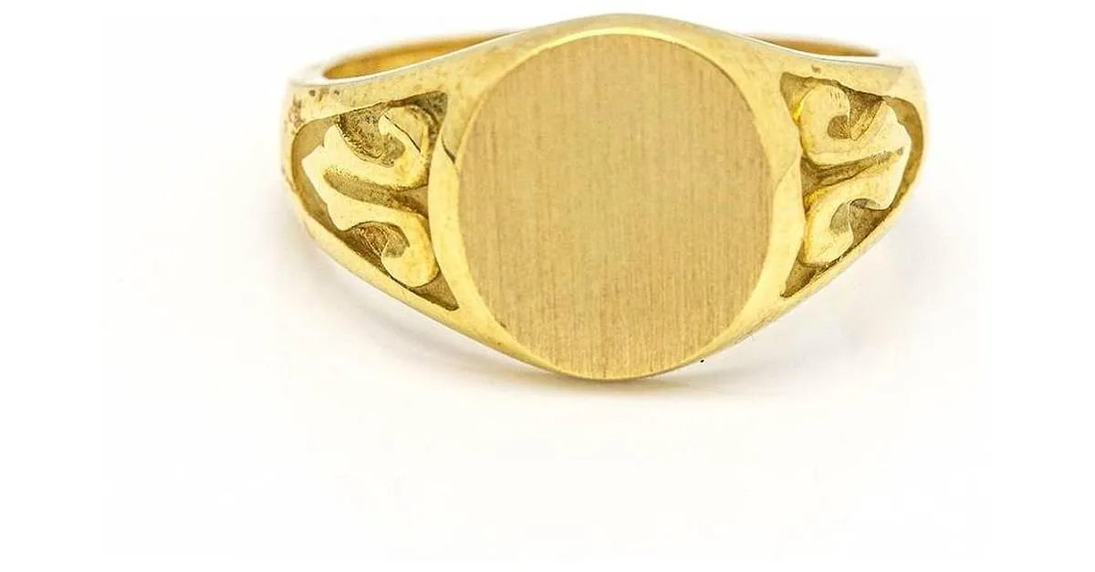 Autre Marque Anillo Sello redondo en Oro Amarillo . Dorado 