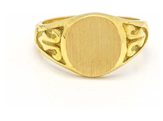 Autre Marque Anillo Sello redondo en Oro Amarillo . Dorado 