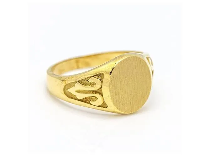 Autre Marque Anillo Sello redondo en Oro Amarillo . Dorado 