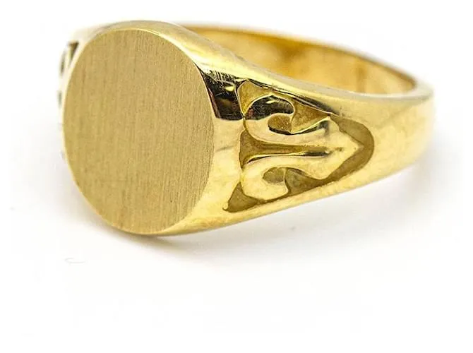 Autre Marque Anillo Sello redondo en Oro Amarillo . Dorado 