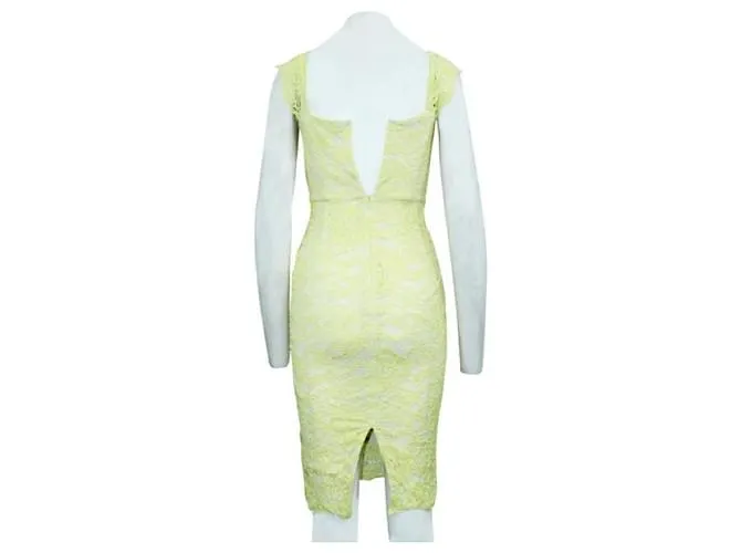 Autre Marque DISEÑADOR CONTEMPORÁNEO Vestido de encaje amarillo claro 