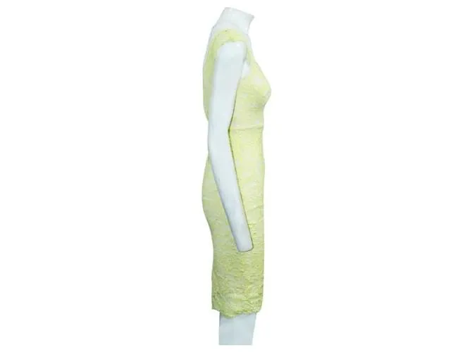 Autre Marque DISEÑADOR CONTEMPORÁNEO Vestido de encaje amarillo claro 