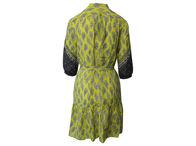 Autre Marque Minivestido estampado Tyra Saloni de crepé de China de seda amarillo 