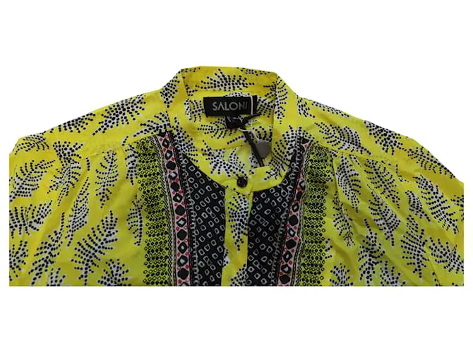 Autre Marque Minivestido estampado Tyra Saloni de crepé de China de seda amarillo 