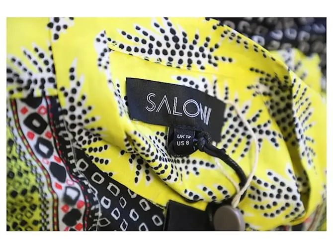 Autre Marque Minivestido estampado Tyra Saloni de crepé de China de seda amarillo 
