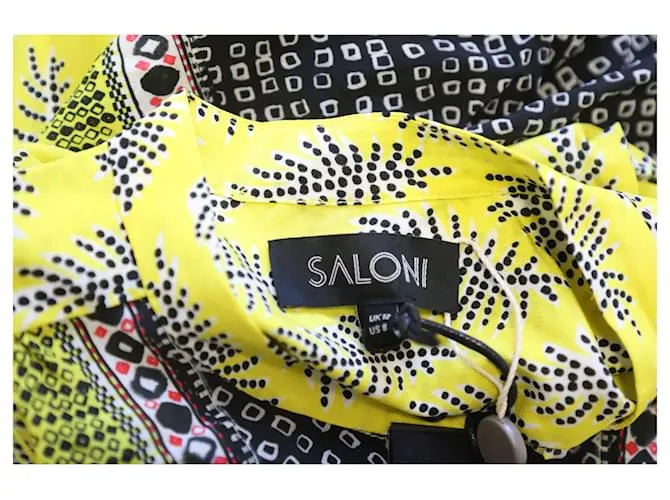 Autre Marque Minivestido estampado Tyra Saloni de crepé de China de seda amarillo 