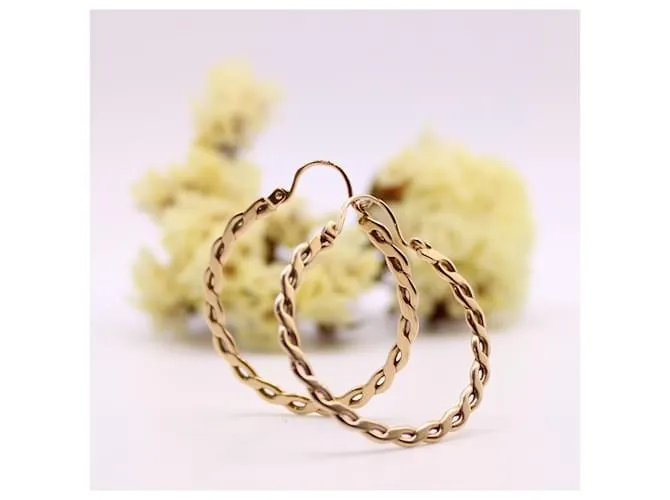 Autre Marque Pendientes aro trenzado de oro amarillo 750%O Gold hardware 