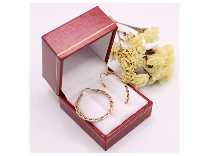 Autre Marque Pendientes aro trenzado de oro amarillo 750%O Gold hardware 