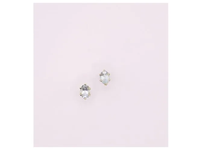 Autre Marque Pendientes de botón con aguamarina en oro amarillo 750%O Azul claro Gold hardware 