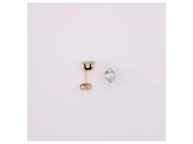 Autre Marque Pendientes de botón con aguamarina en oro amarillo 750%O Azul claro Gold hardware 