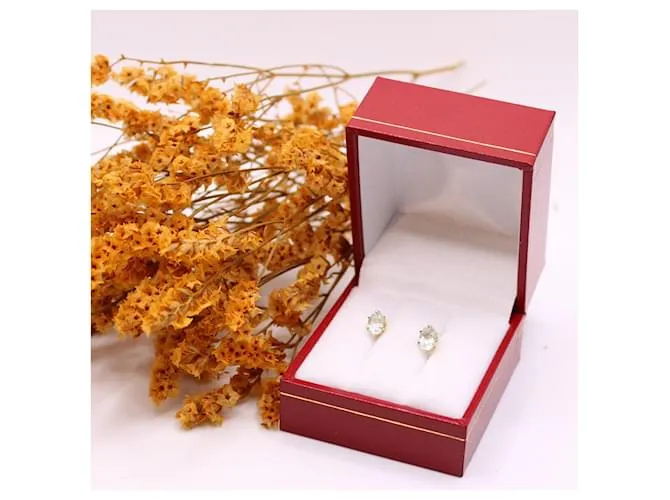Autre Marque Pendientes de botón con aguamarina en oro amarillo 750%O Azul claro Gold hardware 