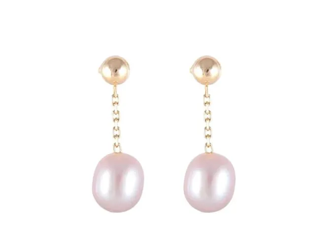 Autre Marque Pendientes de oro amarillo. 750%o colgantes con perlas cultivadas Gold hardware 