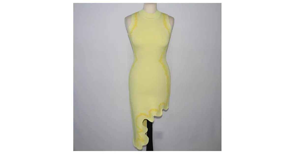 Autre Marque PH5 Vestido amarillo a cuadros ondulados Signature 