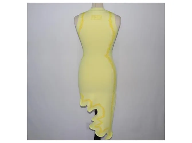 Autre Marque PH5 Vestido amarillo a cuadros ondulados Signature 