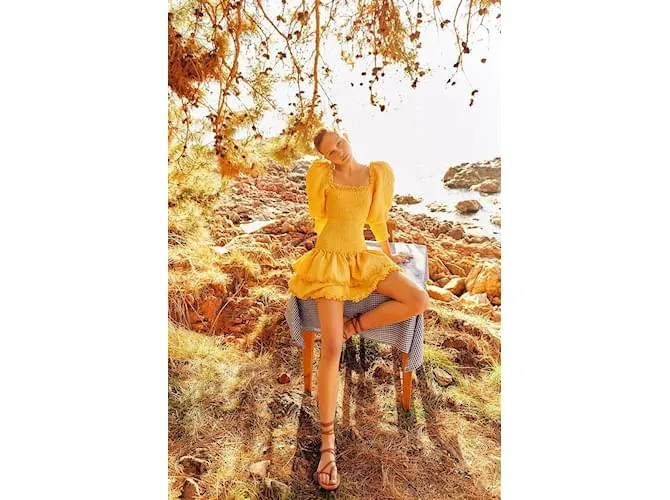 Autre Marque RAISA VANESSA Vestidos T.Internacional M Algodón Amarillo 