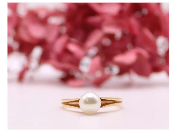 Autre Marque Solitario de oro amarillo con perla cultivada 750%O Gold hardware 