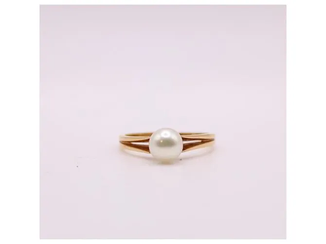 Autre Marque Solitario de oro amarillo con perla cultivada 750%O Gold hardware 