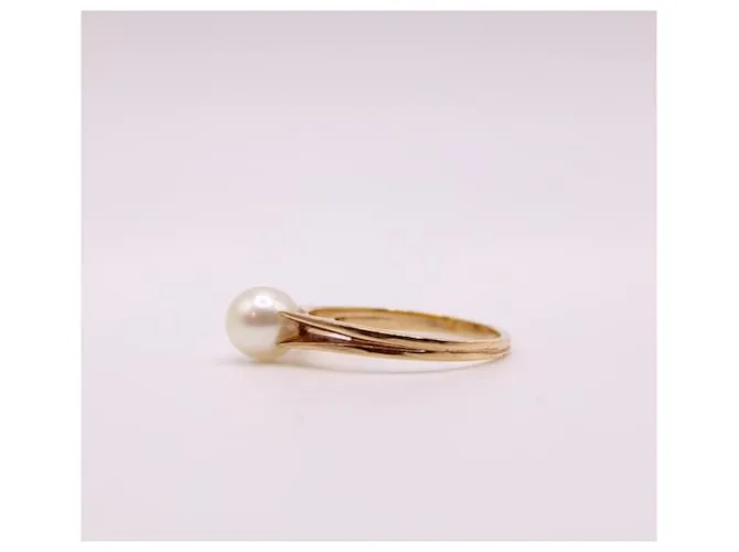 Autre Marque Solitario de oro amarillo con perla cultivada 750%O Gold hardware 
