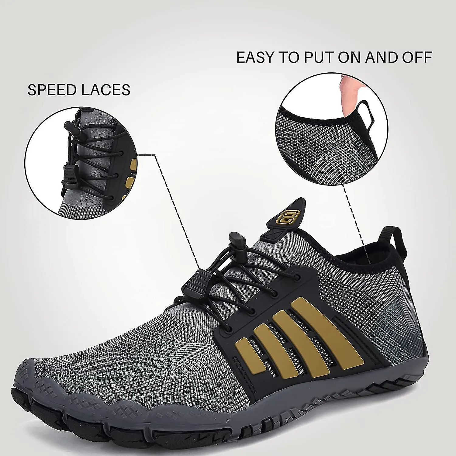 BAREFOOT SHOES MENS WOMEN WATER SHOES TRAIL RUNNING BEACH WATER TRAINERS FOR GYM SWIM SNORKELING SURFING3.5 UKBLACK 26