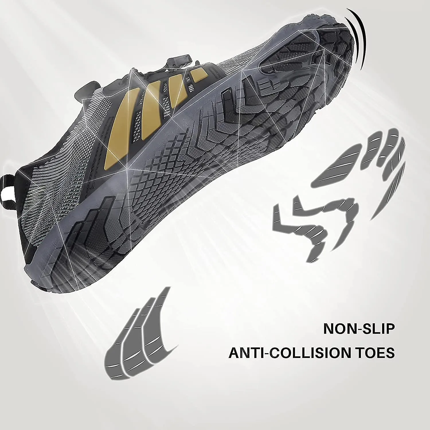 BAREFOOT SHOES MENS WOMEN WATER SHOES TRAIL RUNNING BEACH WATER TRAINERS FOR GYM SWIM SNORKELING SURFING3.5 UKBLACK 26